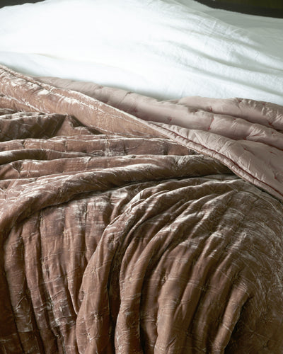 Silk Velvet Quilted Blanket in Whisper