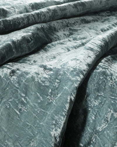 Silk Velvet Quilted Blanket in Icy Blue