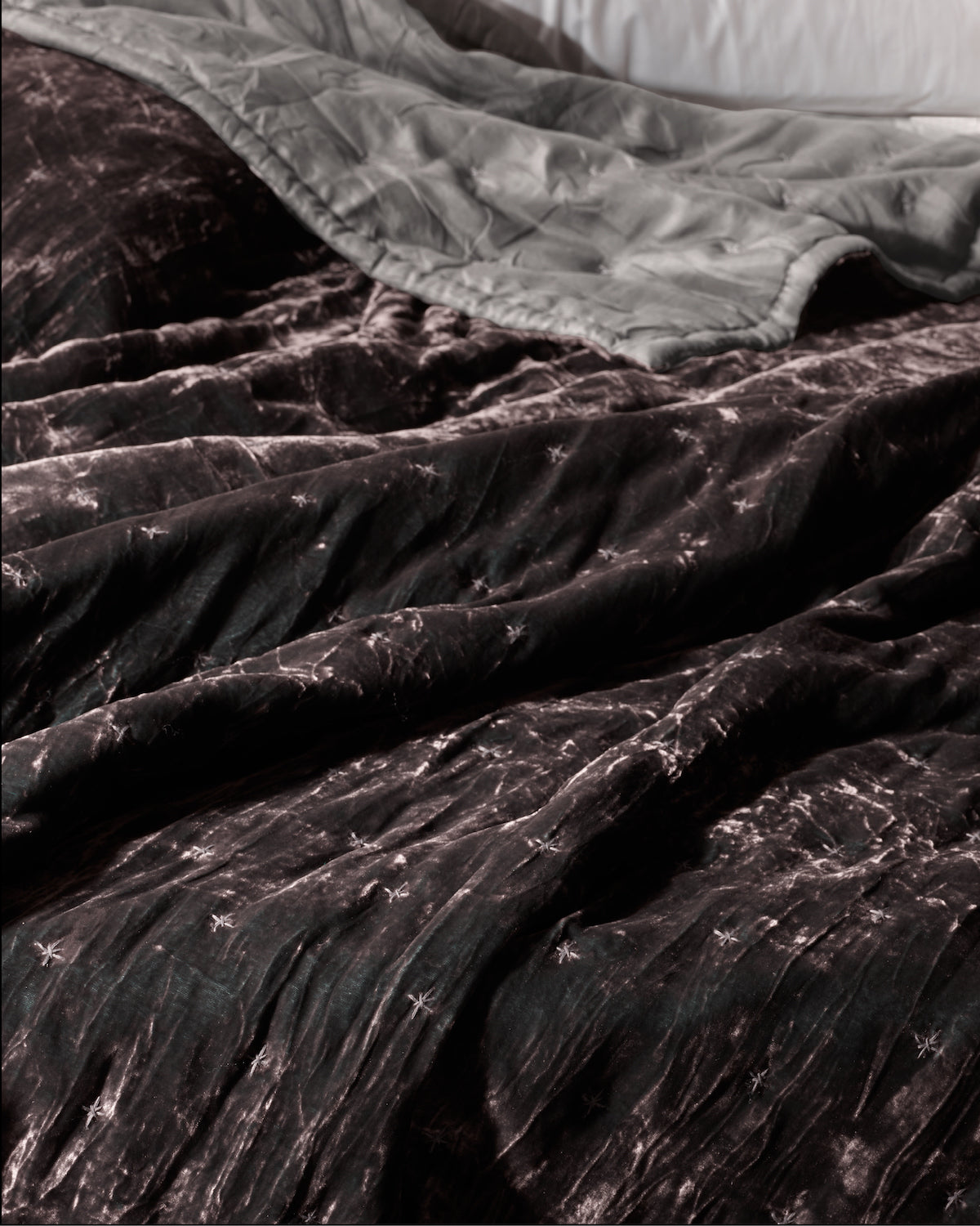 Silk Velvet Quilted Blanket in Truffle