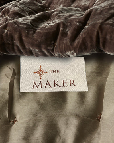 Silk Velvet Quilted Blanket in Taupe
