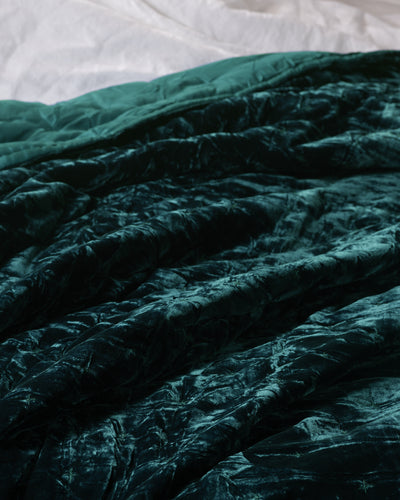 Silk Velvet Quilted Blanket in Teal